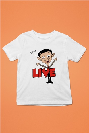 Mr.Bean Baskılı Beyaz Unisex Çocuk Tişört