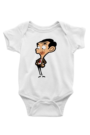 Mr.Bean Beyaz Bebek Body - Zıbın