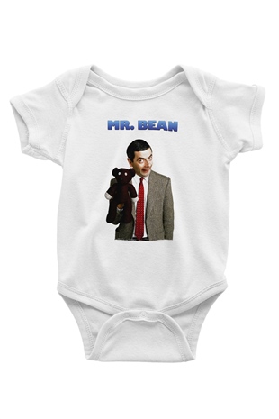 Mr.Bean Beyaz Bebek Body - Zıbın