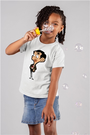 Mr.Bean Beyaz Unisex  Çocuk Tişört