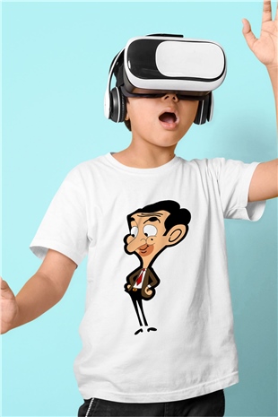 Mr.Bean Beyaz Unisex  Çocuk Tişört