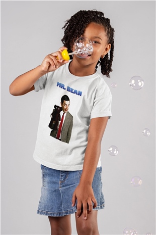 Mr.Bean Beyaz Unisex  Çocuk Tişört