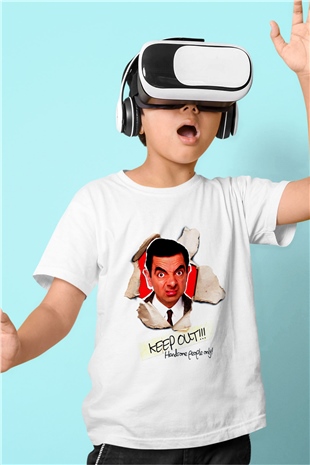 Mr.Bean Beyaz Unisex  Çocuk Tişört