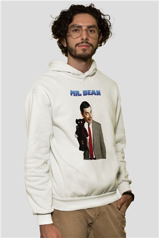 Mr.Bean Beyaz Unisex Hoodie