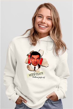 Mr.Bean Beyaz Unisex Hoodie