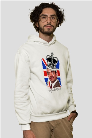 Mr.Bean Beyaz Unisex Hoodie