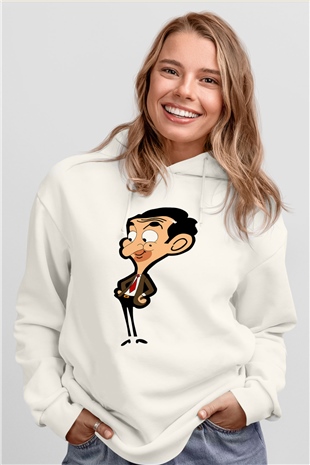 Mr.Bean Beyaz Unisex Hoodie