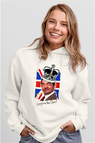 Mr.Bean Beyaz Unisex Hoodie