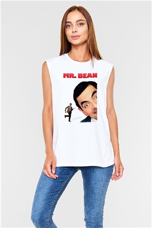 Mr.Bean Beyaz Unisex  Kolsuz Tişört