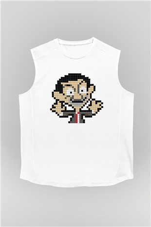 Mr.Bean Beyaz Unisex Kolsuz Tişört