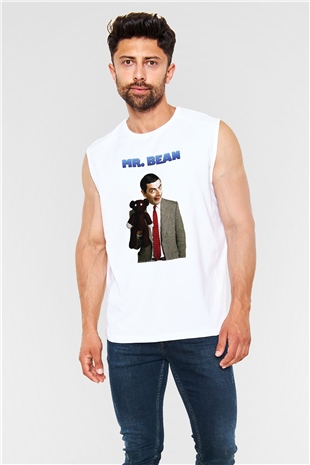 Mr.Bean Beyaz Unisex  Kolsuz Tişört