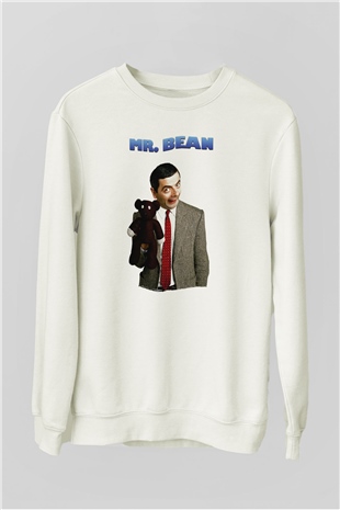 Mr.Bean Beyaz Unisex  Sweatshirt
