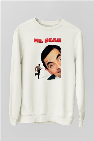 Mr.Bean Beyaz Unisex  Sweatshirt