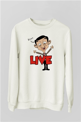 Mr.Bean Beyaz Unisex Sweatshirt