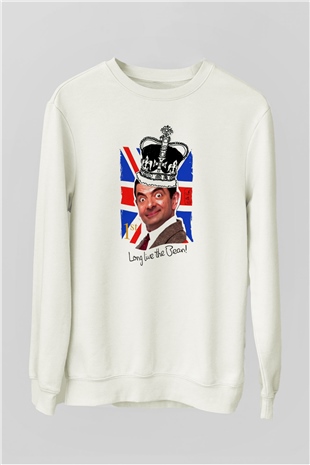 Mr.Bean Beyaz Unisex  Sweatshirt