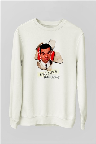 Mr.Bean Beyaz Unisex  Sweatshirt