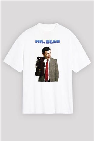 Mr.Bean Beyaz Oversize Tişört