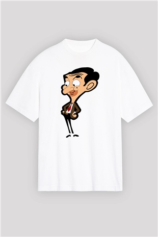 Mr.Bean Beyaz Oversize Tişört