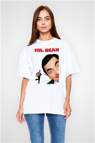 Mr.Bean Beyaz Oversize Tişört