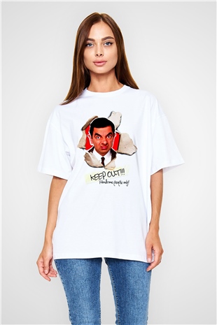 Mr.Bean Beyaz Oversize Tişört