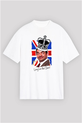 Mr.Bean Beyaz Oversize Tişört