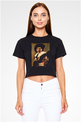 Mr.Bean Siyah   Crop Top Tişört