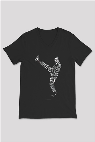 Mr.Bean Siyah Unisex  V Yaka Tişört