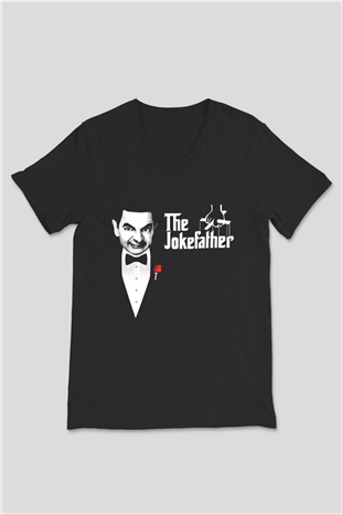 Mr.Bean Siyah Unisex  V Yaka Tişört