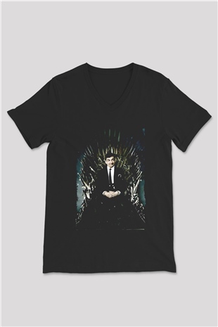 Mr.Bean Siyah Unisex  V Yaka Tişört