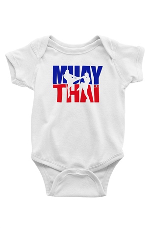 Muay Thai Baskılı Beyaz Unisex Bebek Body - Zıbın