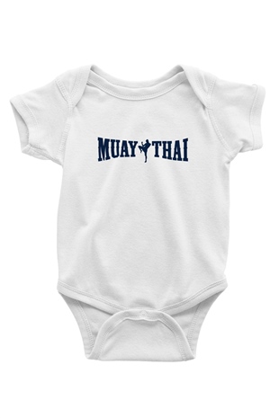 Muay Thai Baskılı Beyaz Unisex Bebek Body - Zıbın