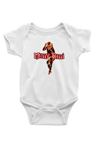 Muay Thai Baskılı Beyaz Unisex Bebek Body - Zıbın