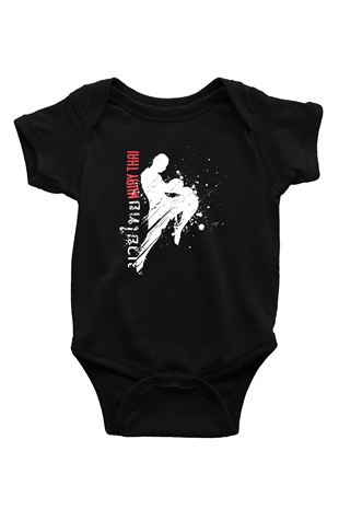 Muay Thai Baskılı Siyah Bebek Body - Zıbın