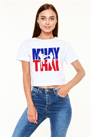 Muay Thai Beyaz Croptop Tişört