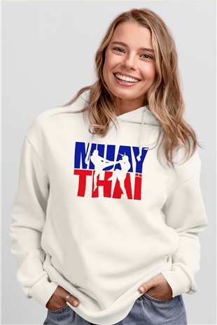 Muay Thai Beyaz Unisex Hoodie