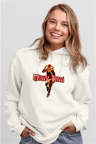 Muay Thai Beyaz Unisex Hoodie