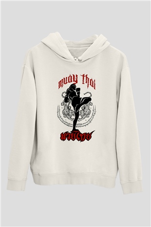 Muay Thai Beyaz Unisex Hoodie