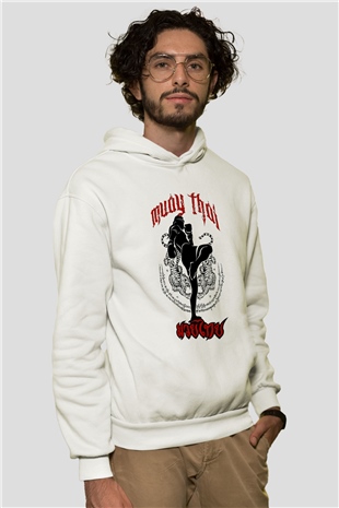 Muay Thai Beyaz Unisex Hoodie