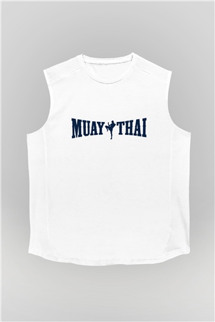 Muay Thai Beyaz Unisex Kolsuz Tişört