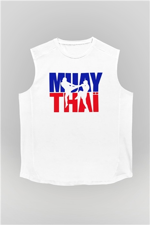 Muay Thai Beyaz Unisex Kolsuz Tişört
