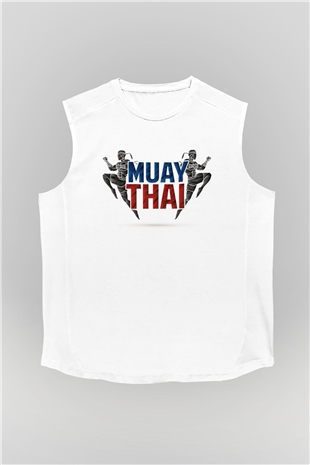 Muay Thai Beyaz Unisex Kolsuz Tişört