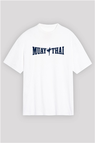 Muay Thai Beyaz Unisex Oversize Tişört T-Shirt