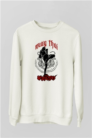 Muay Thai Beyaz Unisex Sweatshirt