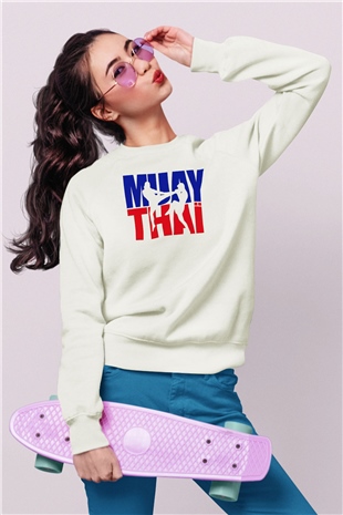 Muay Thai Beyaz Unisex Sweatshirt
