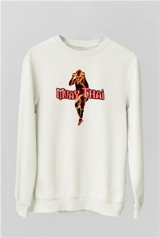 Muay Thai Beyaz Unisex Sweatshirt