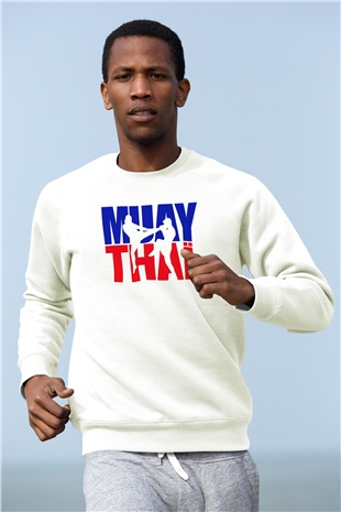 Muay Thai Beyaz Unisex Sweatshirt
