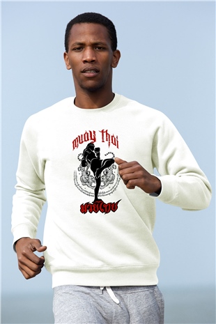 Muay Thai Beyaz Unisex Sweatshirt