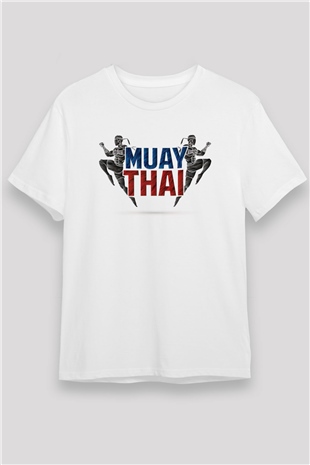 Muay Thai Beyaz Unisex Tişört T-Shirt - TişörtFabrikası