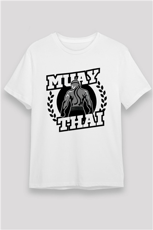 Muay Thai Beyaz Unisex Tişört T-Shirt - TişörtFabrikası