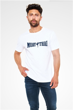 Muay Thai Beyaz Unisex Tişört T-Shirt - TişörtFabrikası